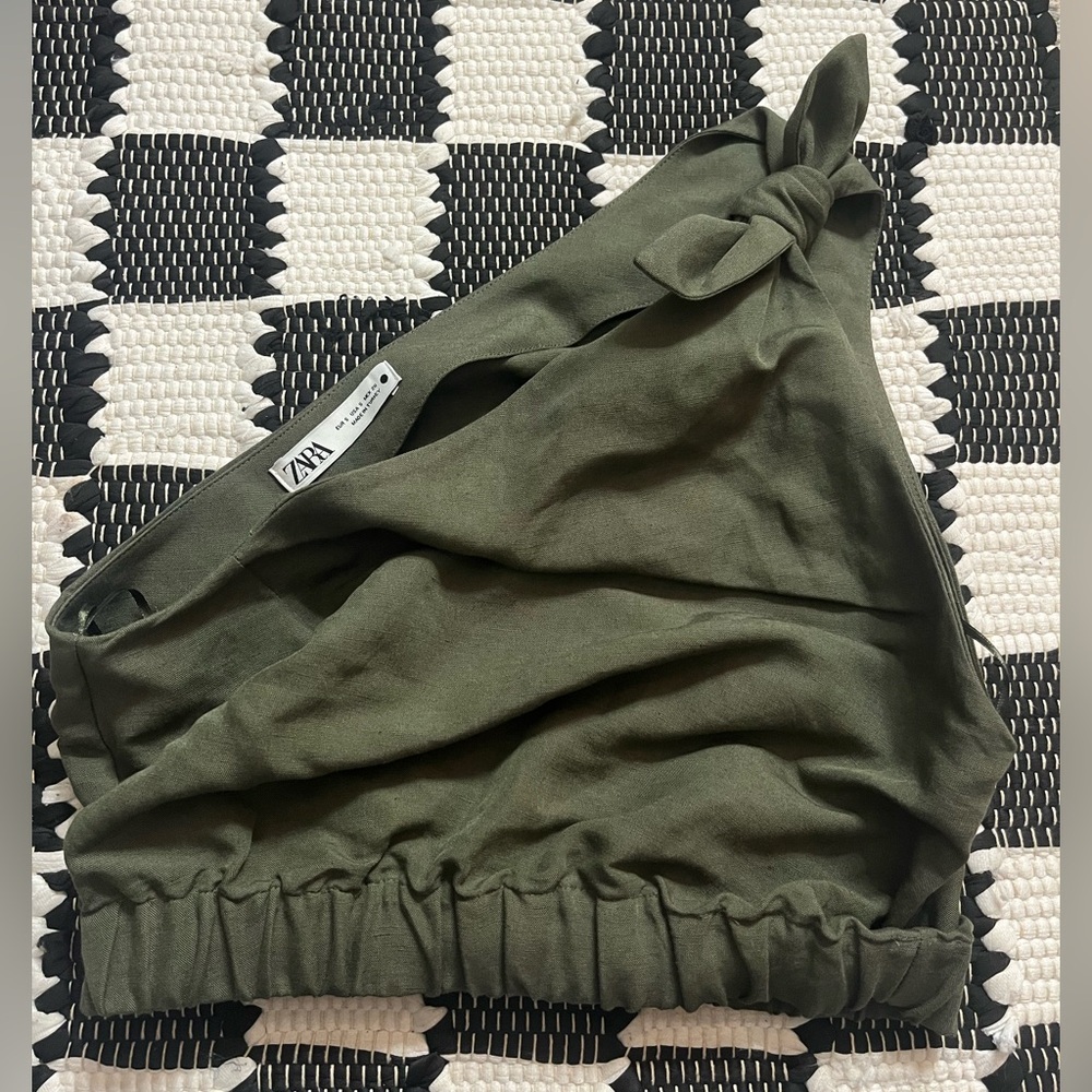 Zara linen one shoulder cropped top